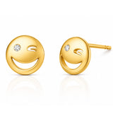 TAI JEWELRY Earrings Simple Gold Winky Face Post Stud