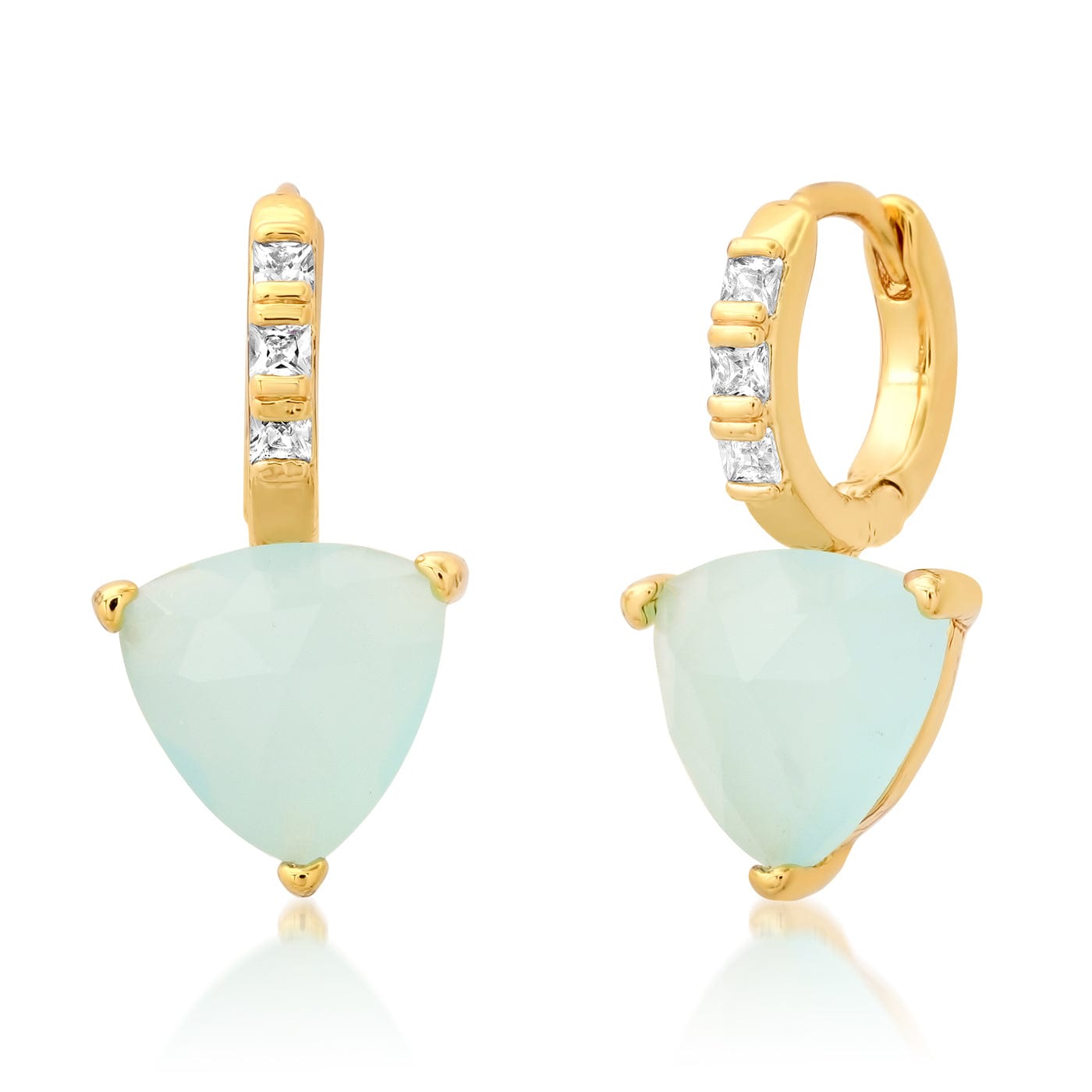 TAI JEWELRY | Sky Blue Triangle Drop Huggies | Earrings |