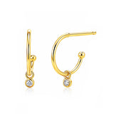 TAI JEWELRY Earrings Gold Small Hook Earring With Cz Charm