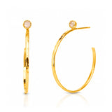 TAI JEWELRY Earrings GOLD / MOON Small Hoop Earrings With Stud