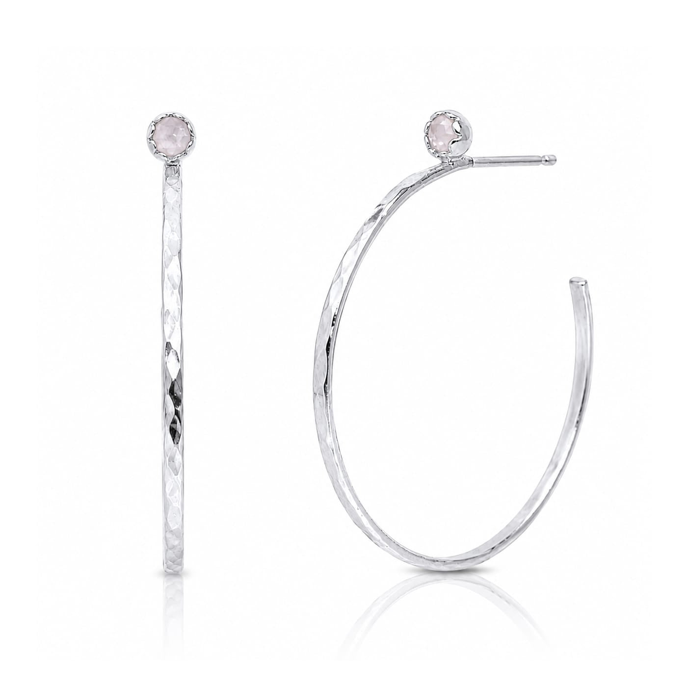 TAI JEWELRY Earrings SILVER / MOON Small Hoop Earrings With Stud