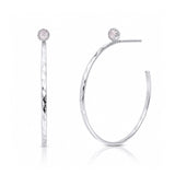 TAI JEWELRY Earrings SILVER / MOON Small Hoop Earrings With Stud