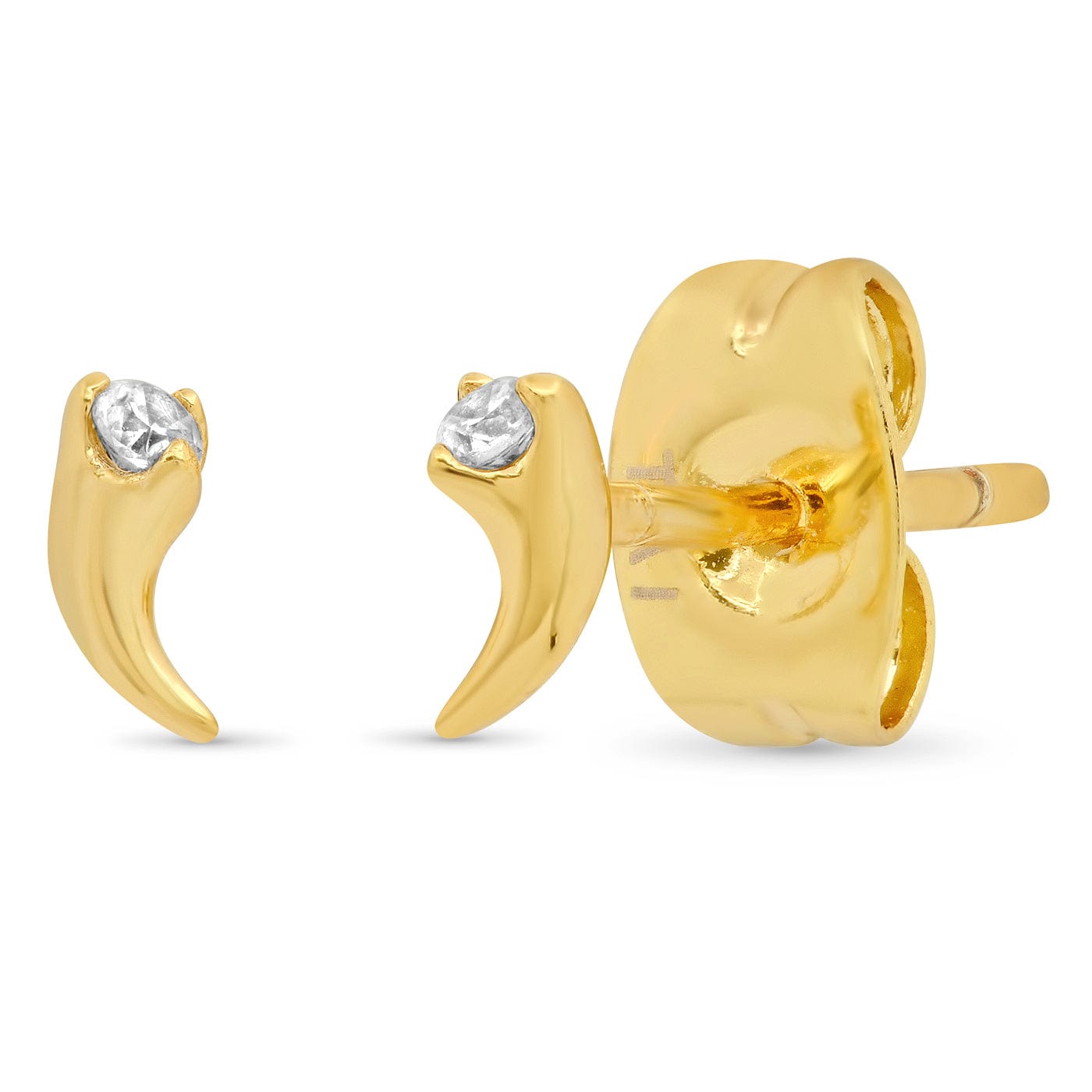 TAI JEWELRY Earrings Small Horn With Single Cz Accent