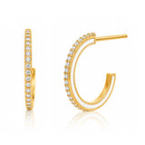 TAI JEWELRY Earrings White Small Pavé Enamel Hoops
