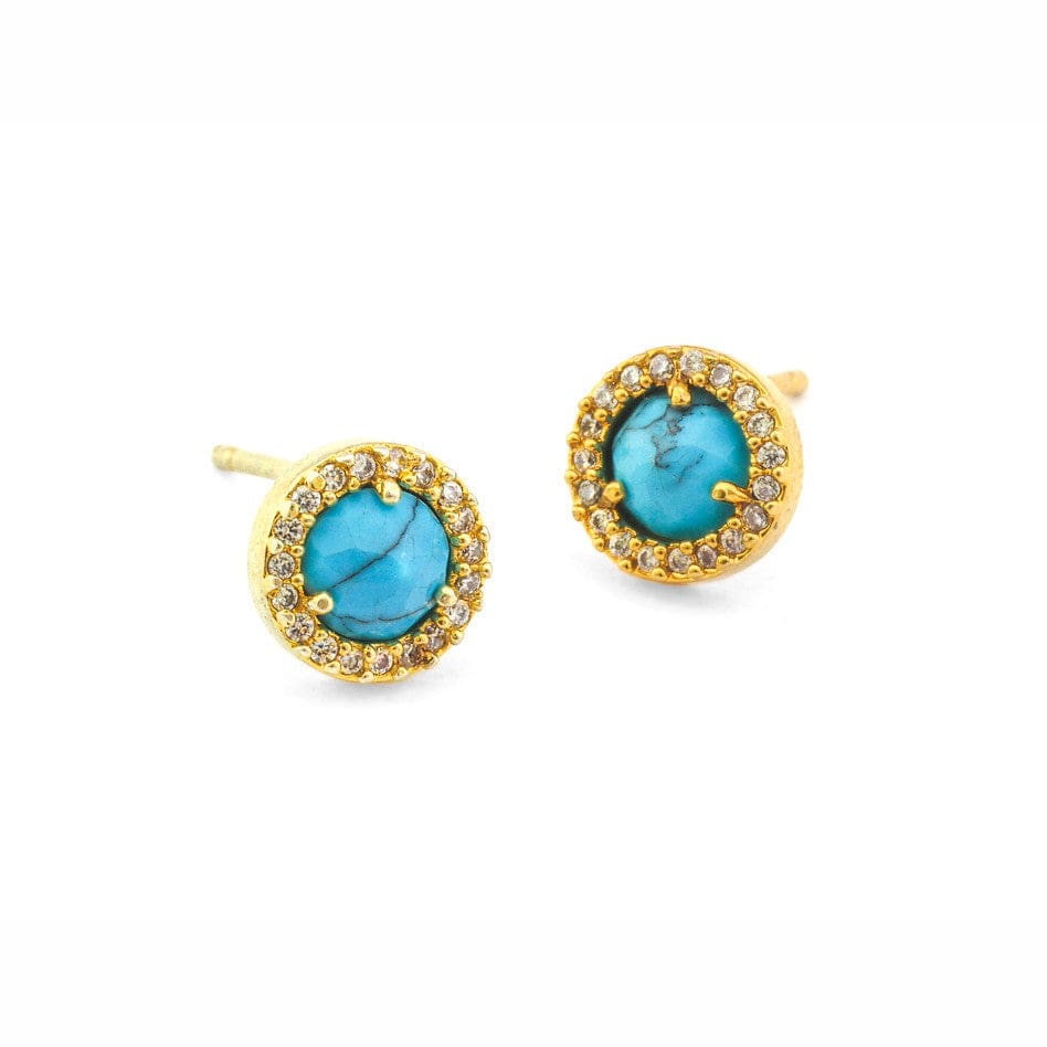 TAI JEWELRY Earrings GOLD/TURQUOISE Small Pavé Glass Earrings