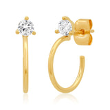 TAI JEWELRY Earrings Small Thin Gold Hoops With CZ Accent