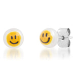 TAI JEWELRY Earrings Yellow Smiley Face Painted Freshwater Pearl Studs
