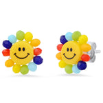 TAI JEWELRY Earrings S/RB Smiley Face Studs with Bead Accents