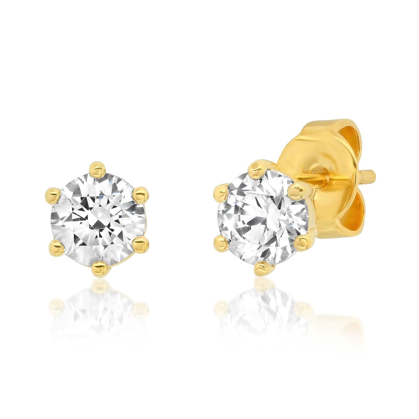 TAI JEWELRY Earrings Gold Vermeil Solitaire Cz Stud