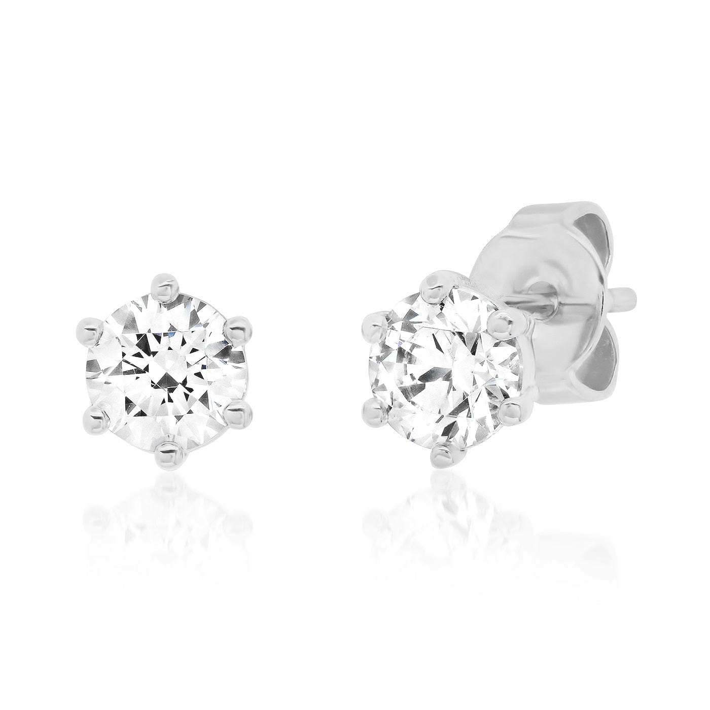 TAI JEWELRY Earrings Sterling Silver Solitaire Cz Stud