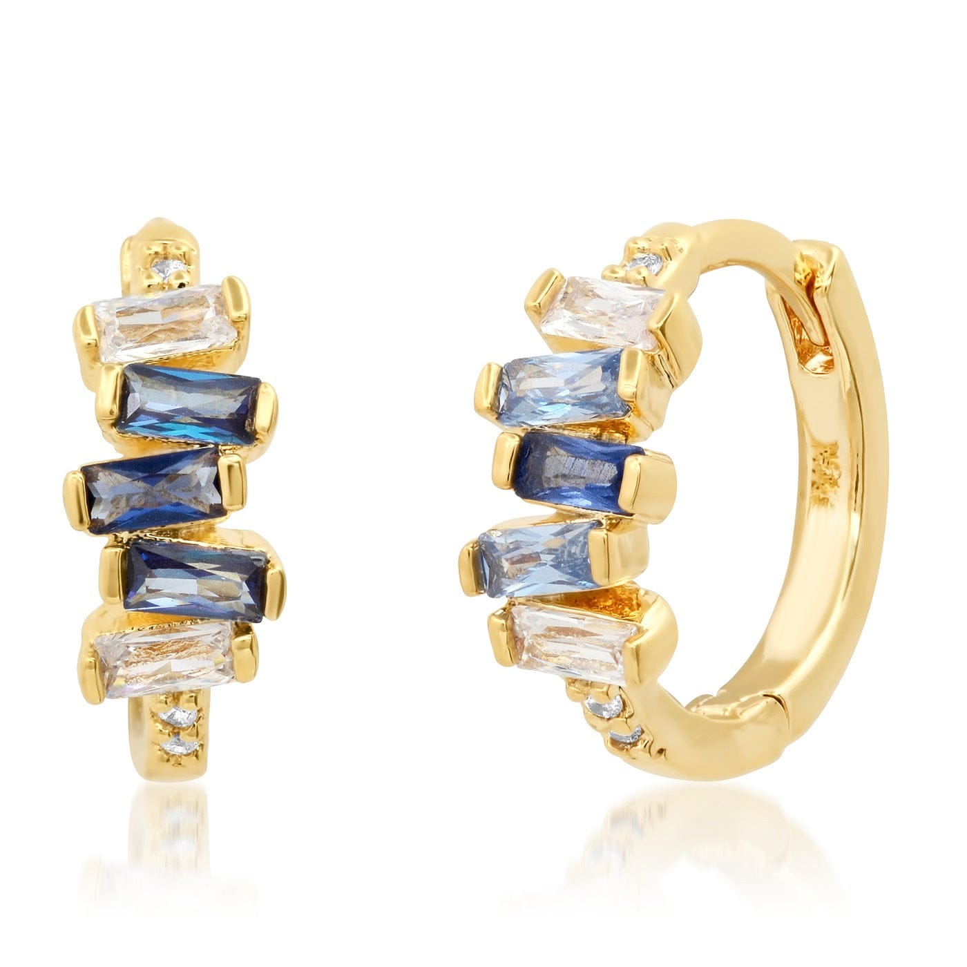 TAI JEWELRY Earrings Sapphire Stacked Baguette Huggies