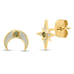 TAI JEWELRY Earrings Star/Moon Mismatched Enamel Studs
