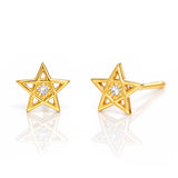 TAI JEWELRY Earrings GOLD Star Stud with CZ Accent
