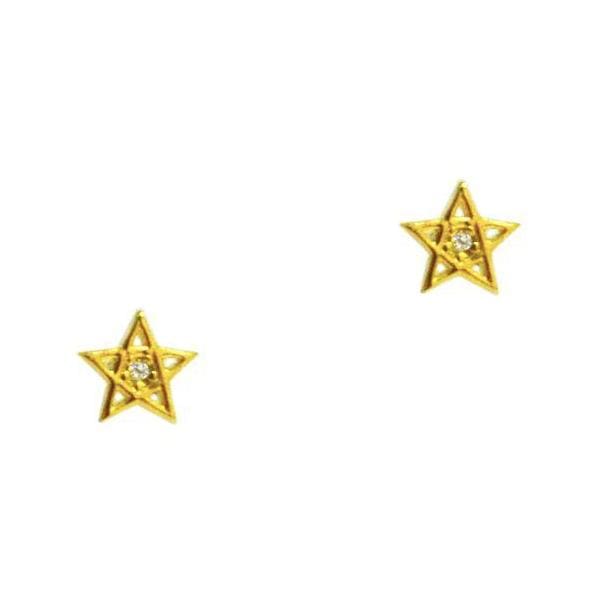 TAI JEWELRY earrings GOLD Star Stud With Cz Accent