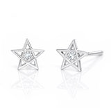 TAI JEWELRY Earrings SILVER Star Stud with CZ Accent