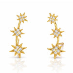 TAI JEWELRY Earrings Gold/Clear Starburst Crawler