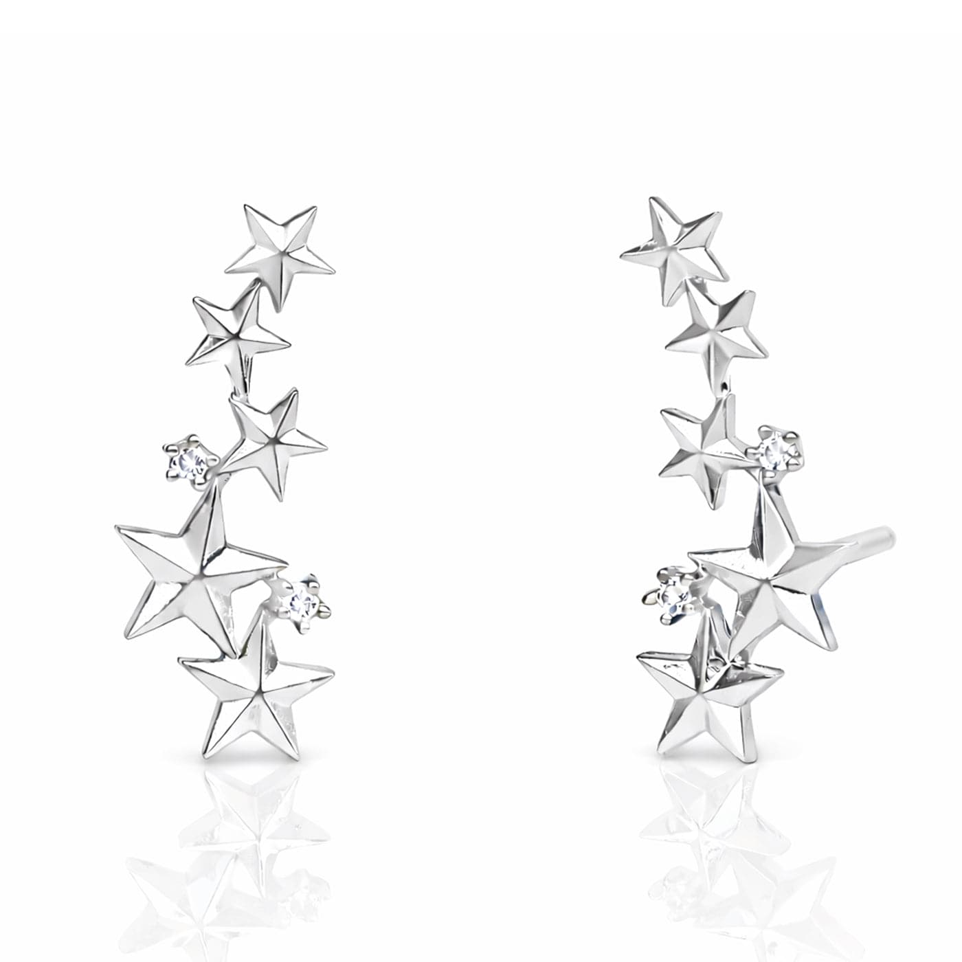 TAI JEWELRY Earrings Silver Stars Aligned Earrings