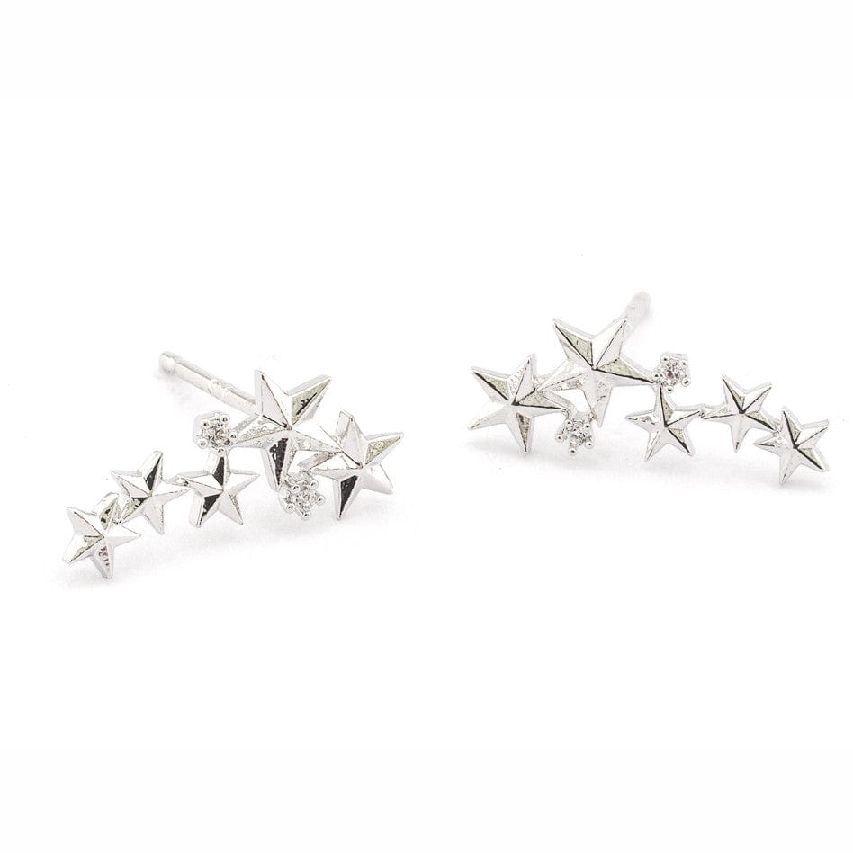 TAI JEWELRY Earrings Silver Stars Aligned Earrings