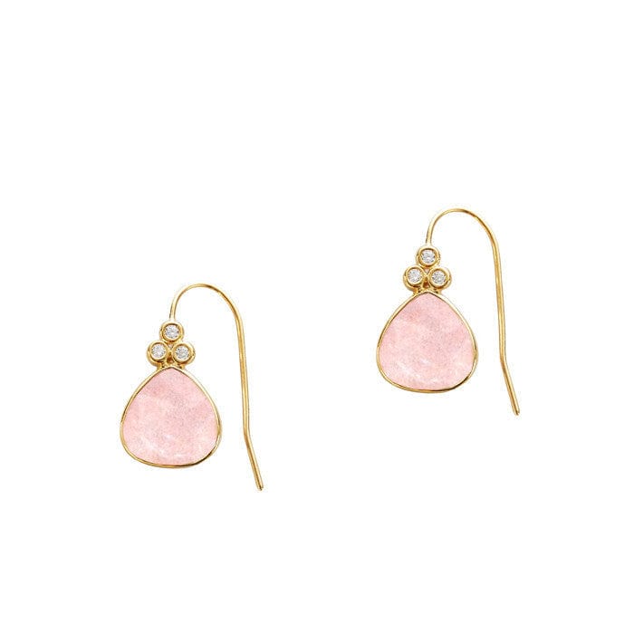 TAI JEWELRY Earrings Rose Stone Drop Earring With Triple CZ Detail