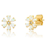 TAI JEWELRY Earrings Opal Stone Petal Flower Post