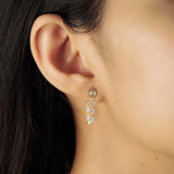 TAI JEWELRY Earrings Teardrop Stud With Cz Studded Chain Detail