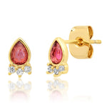 TAI JEWELRY Earrings Red Teardrop Studs With CZ Accents