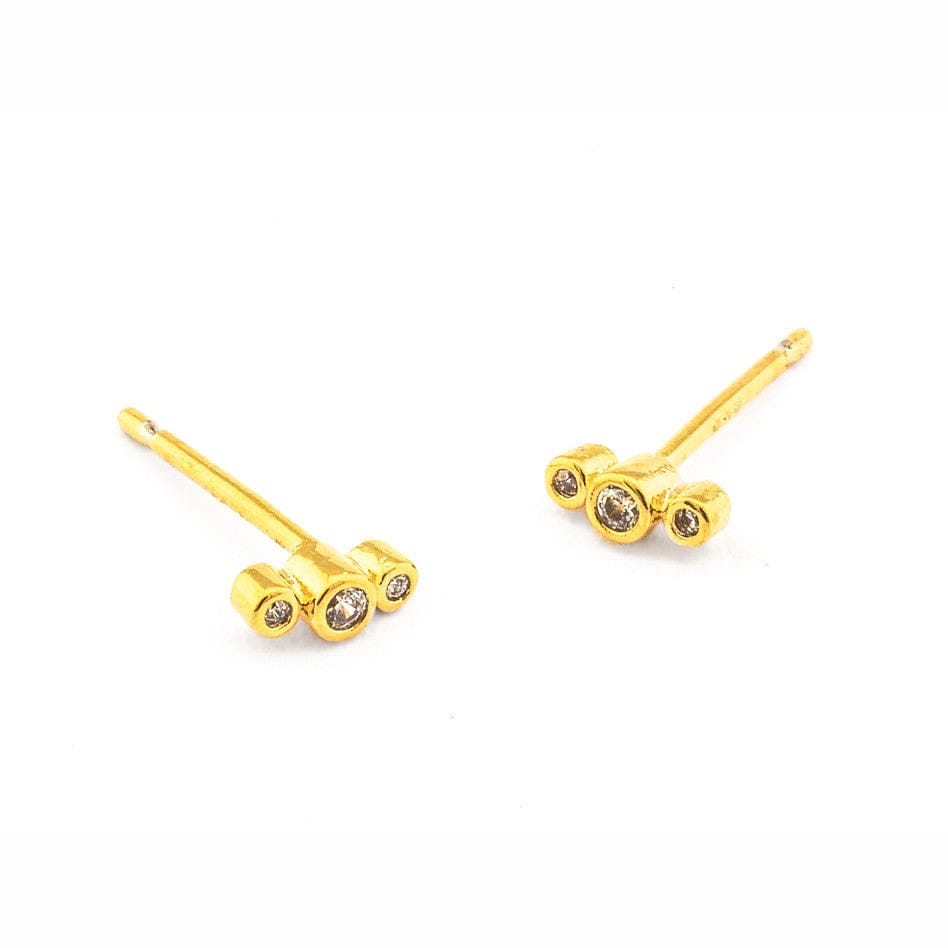 TAI JEWELRY Earrings GOLD Three Cz Post Earring