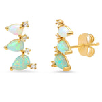 TAI JEWELRY Earrings Three Stone Opal Climber