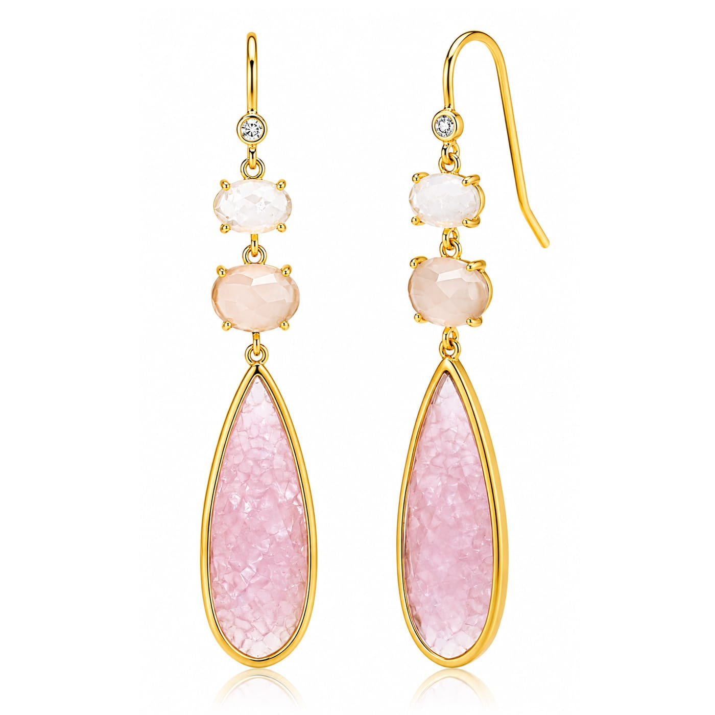 TAI JEWELRY Earrings Three Stone Tear Drop Earring