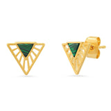 TAI JEWELRY Earrings Triangle Studs With Malachite Accents