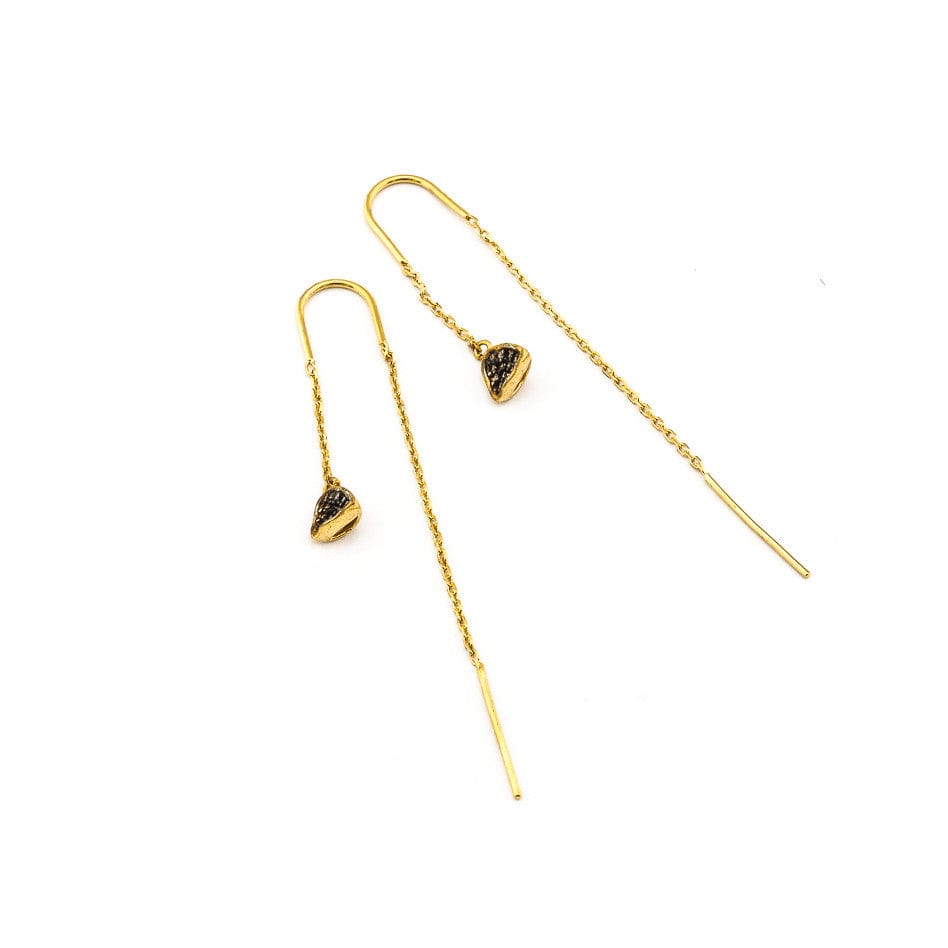 TAI JEWELRY Earrings GOLD/ OXIDIZED SILVER Triangular Shaped Drop Threader Earrings
