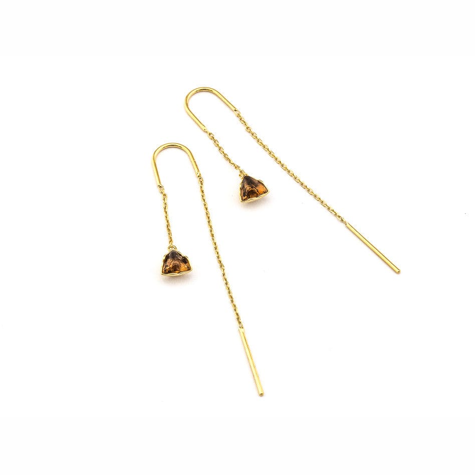 TAI JEWELRY Earrings SMOKY TOPAZ Triangular Shaped Drop Threader Earrings