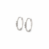 TAI JEWELRY Earrings SILVER Triple Cubic Zirconia Huggie Earrings