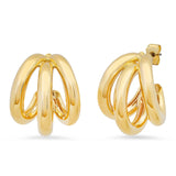 TAI JEWELRY Earrings Triple Row Tubular Gold Hoop