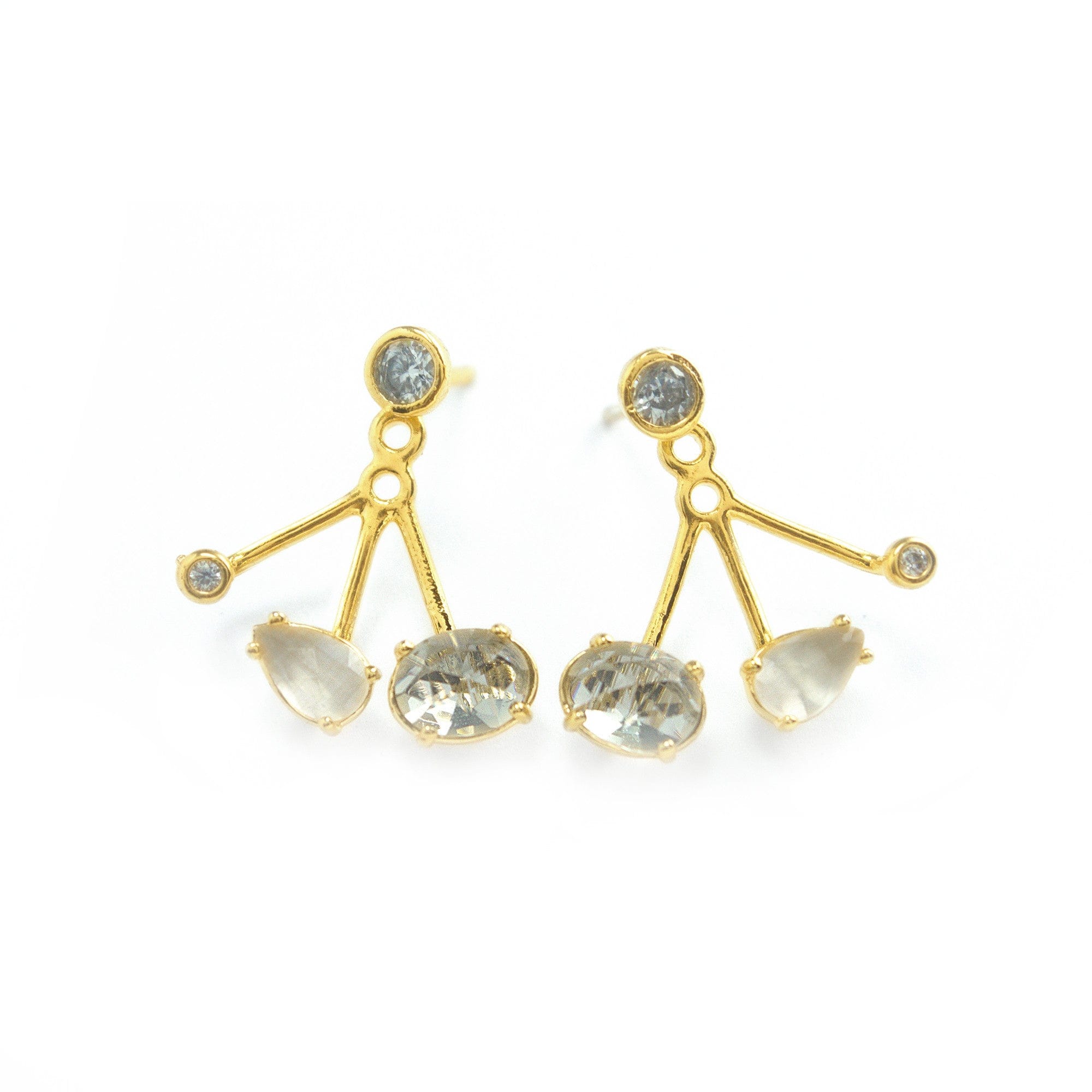 TAI JEWELRY Earrings Triple Stone Glass Jacket
