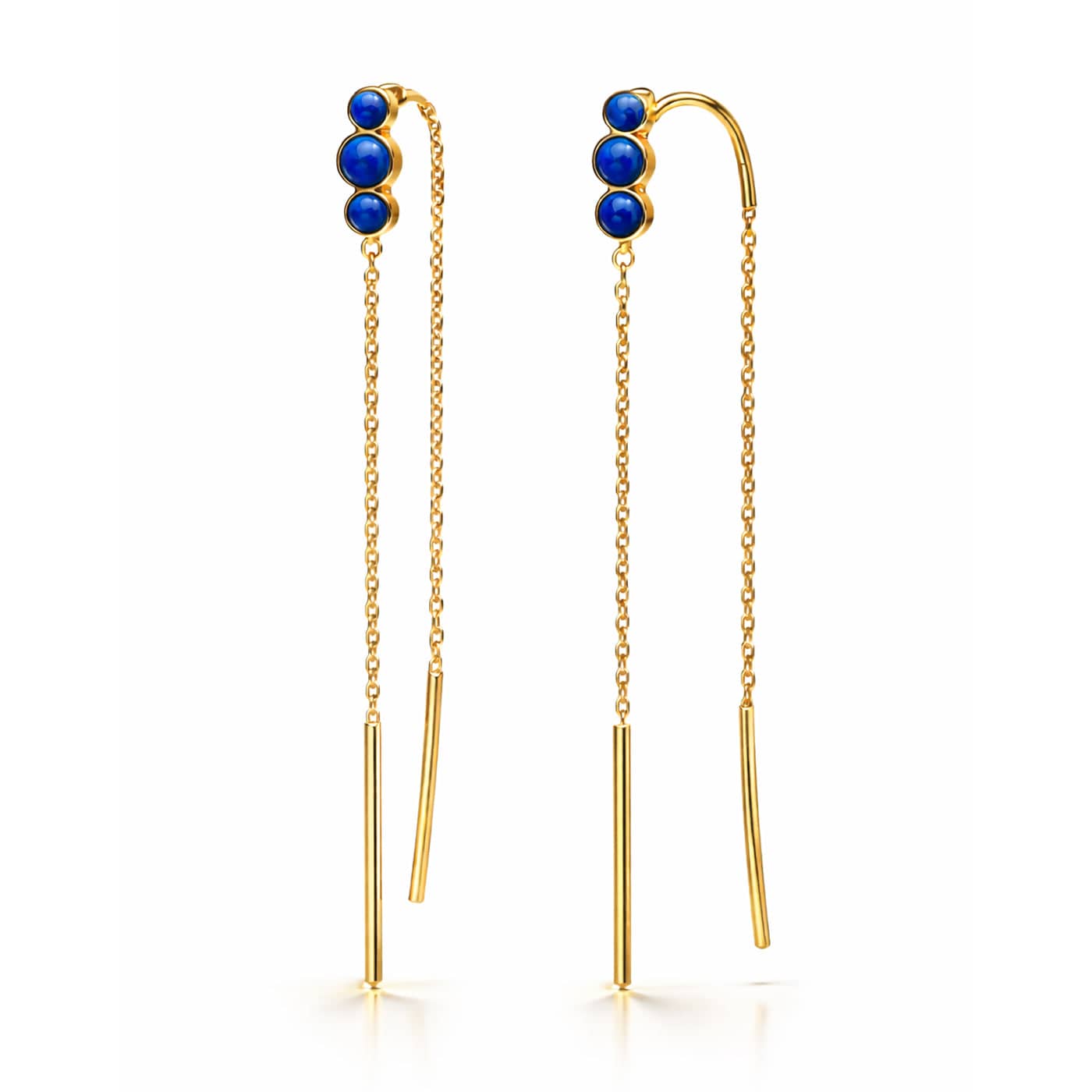 TAI JEWELRY Earrings LAPIS Triple Stone Threader Earring