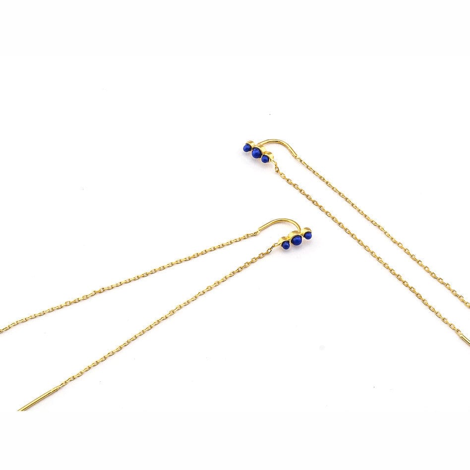 TAI JEWELRY Earrings LAPIS Triple Stone Threader Earring