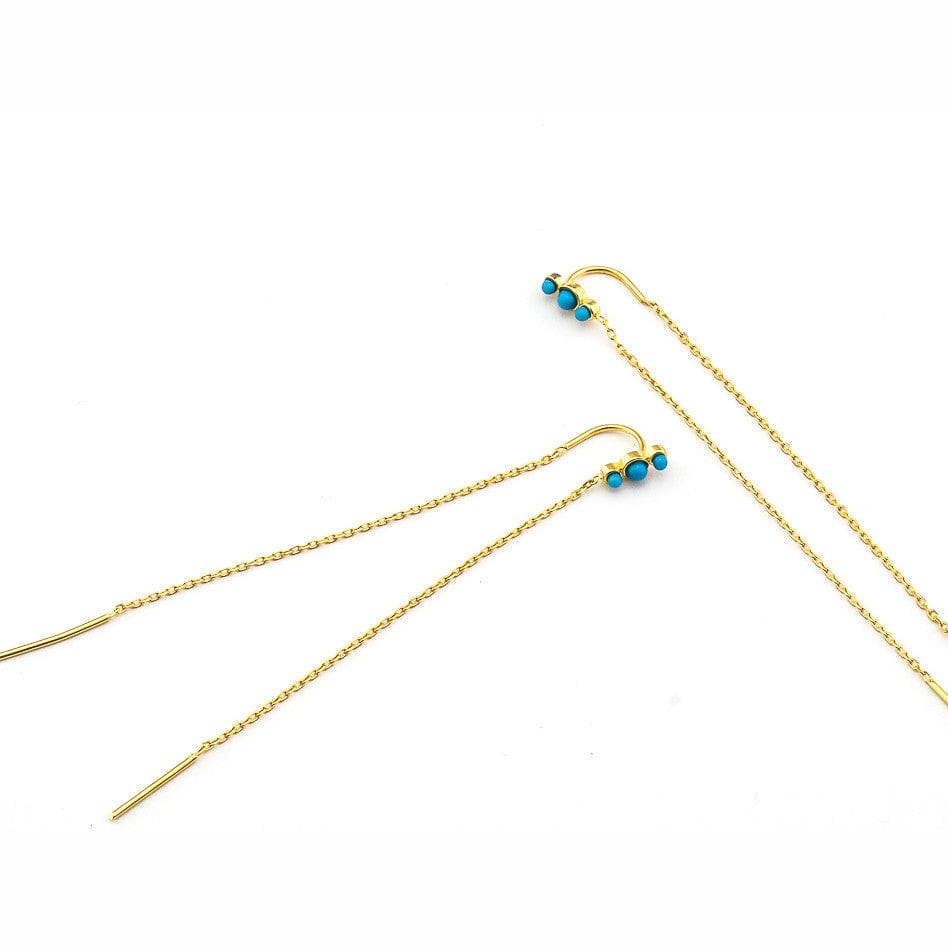 TAI JEWELRY Earrings TURQUOISE Triple Stone Threader Earring