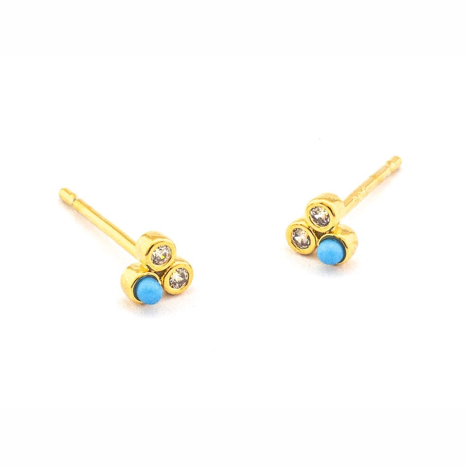TAI JEWELRY Earrings Turquoise And Cz Mini Cluster Studs