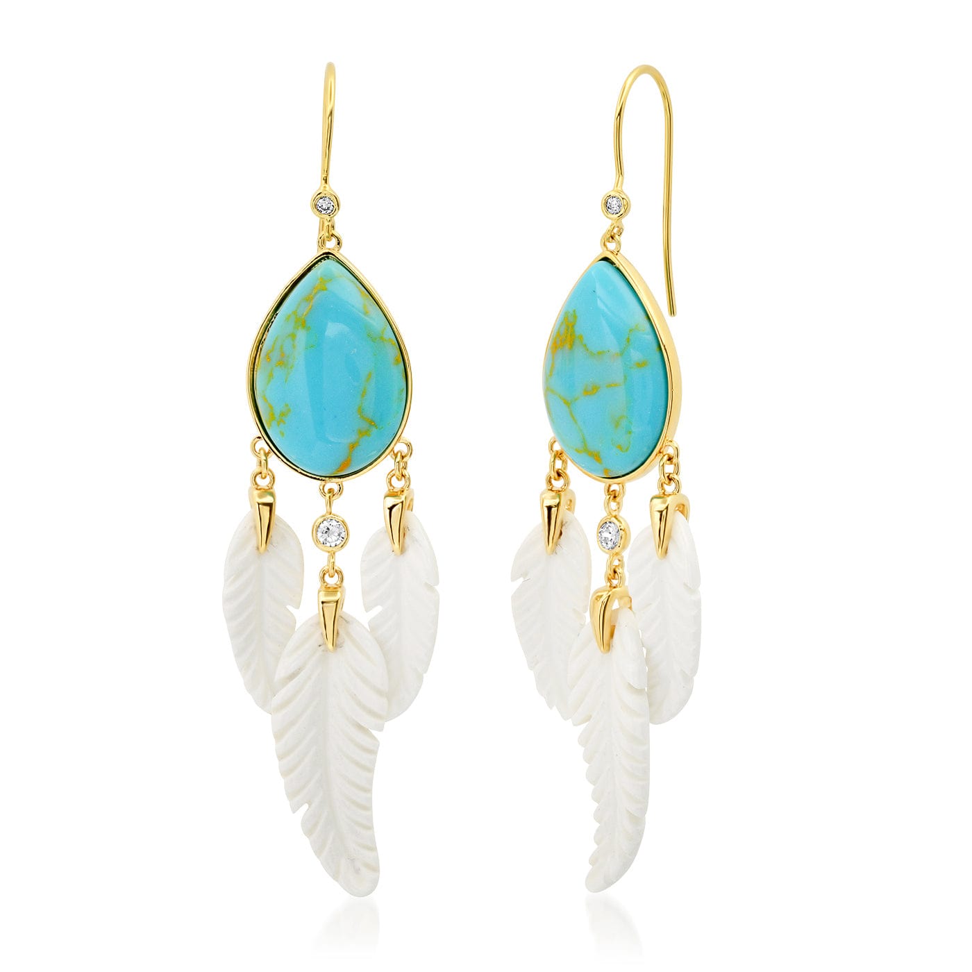 TAI JEWELRY Earrings Turquoise Bone Feather Drop Earrings