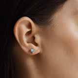 TAI JEWELRY Earrings Turquoise Circle Post With Cz