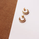 TAI JEWELRY Earrings Twisted Gold Motif Hoop With Pearl Accents
