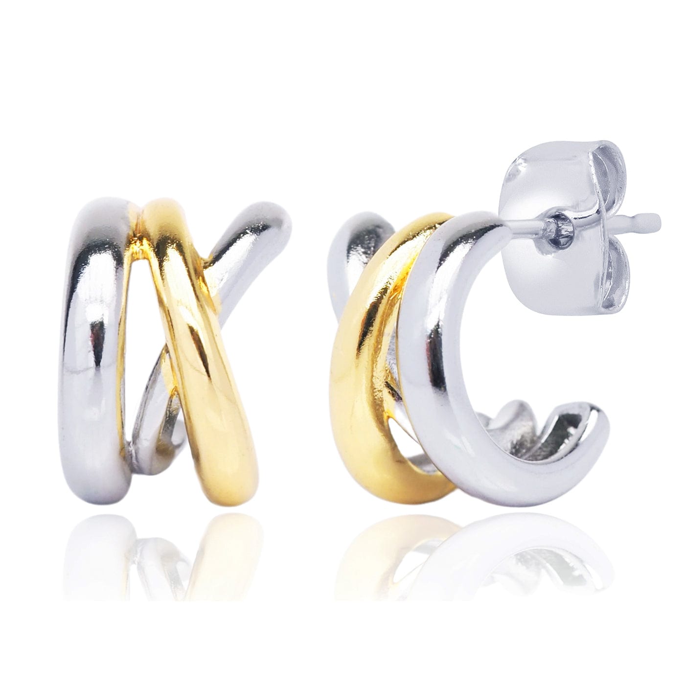 TAI JEWELRY | Two-Tone Criss-Cross Post Hoop Earrings | Earrings |