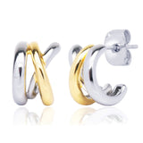 TAI JEWELRY | Two-Tone Criss-Cross Post Hoop Earrings | Earrings |