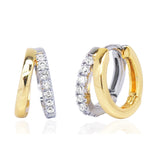 TAI JEWELRY | Two Tone CZ Pavé Huggie Hoops | Earrings |
