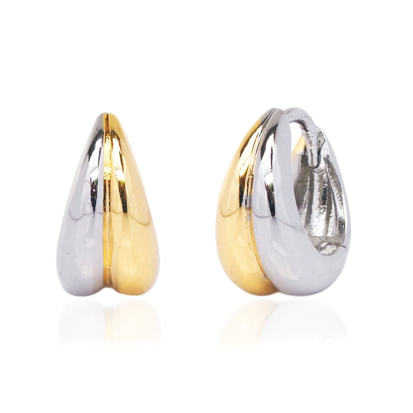 TAI JEWELRY | Two-Tone Polished Puff Huggie Earrings | Earrings |