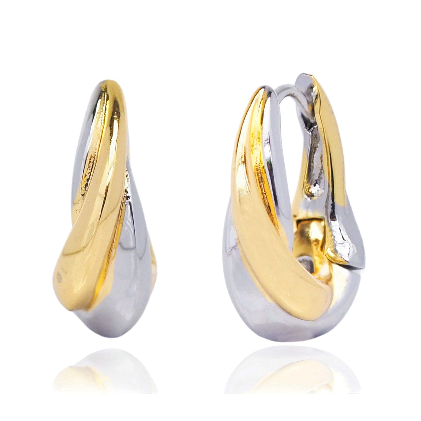 TAI JEWELRY | Two-Tone Twisted Teardrop Huggie Earrings | Earrings |