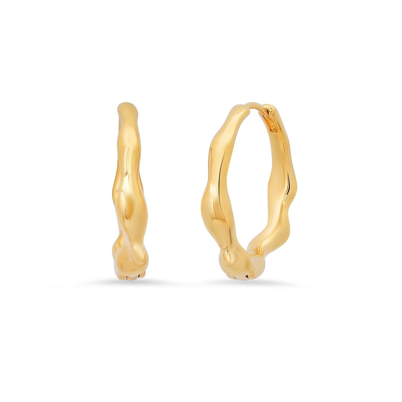 Wavy Gold Huggies – TAI JEWELRY