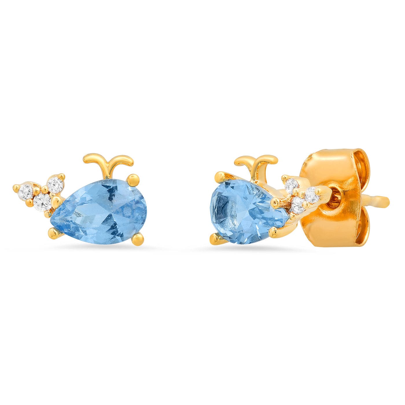 TAI JEWELRY Earrings Whale Crystal Studs