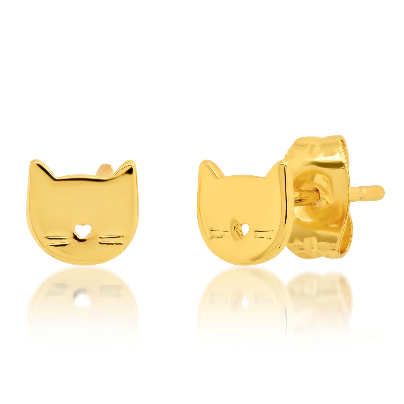 TAI JEWELRY Earrings Whimsical Gold Cat Studs